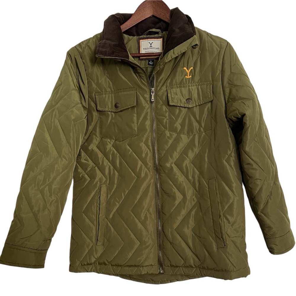 Yellowstone Men's Quilted Olive Army Green Barn Coat Jacket, Size L